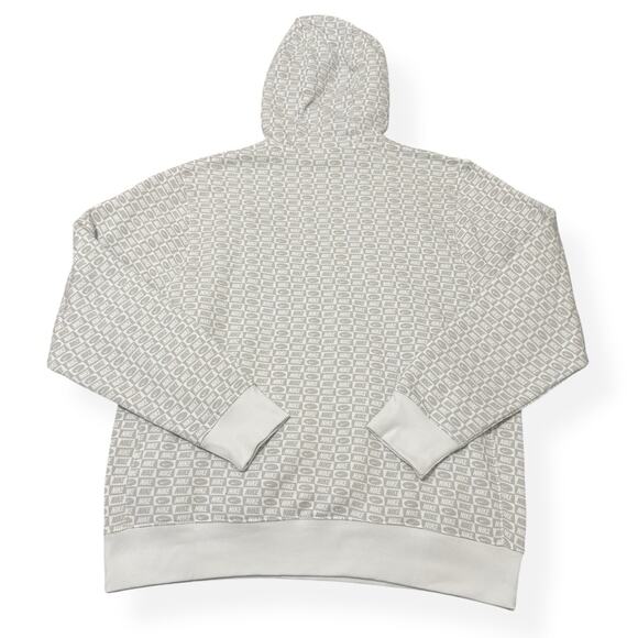 Nike Sportswear Patterned Hoodie Men XL Club Fleece Sweatshirt White HJ6886 New - Picture 6 of 7